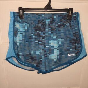 Nike Dri-Fit Athletic Digital Blue Running Shorts - Women's Size Lg